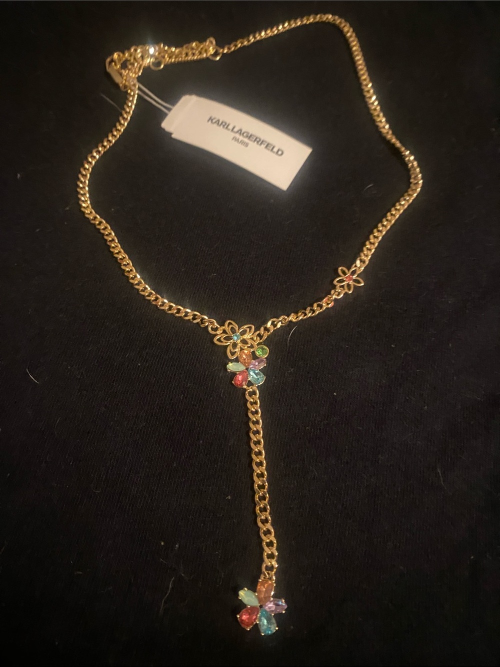Karl Lagerfeld so pretty Gold-Tone Multicolor Floral Y-Drop Necklace